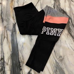 PINK Athletic Leggings Black & Coral